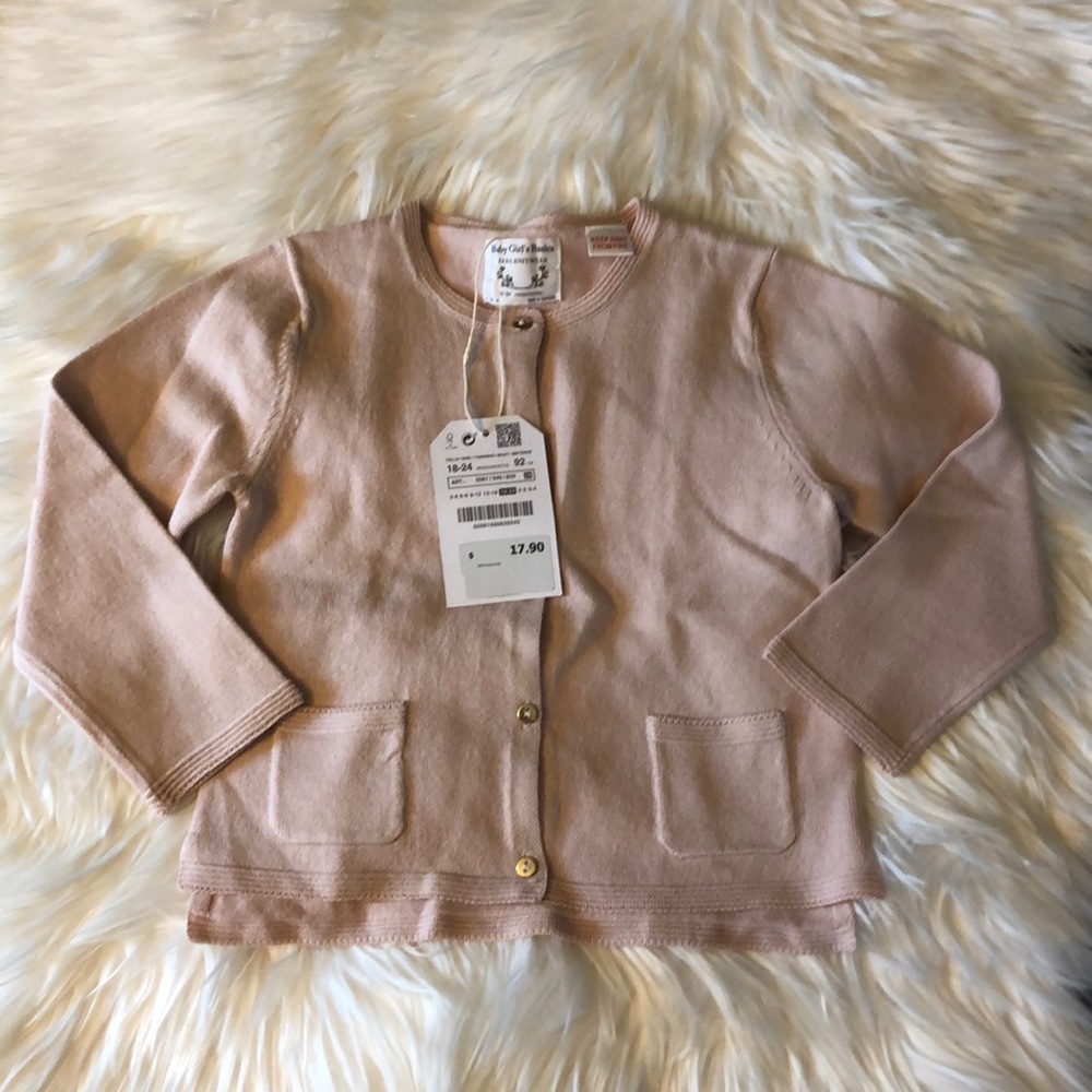 NWT Zara Knitwear Blush Pink Cardigan size 18-24m